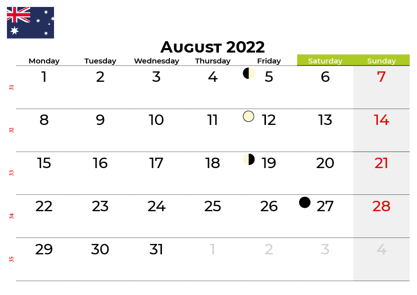 Download free august 2022 calendar australia