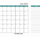 Editable July 2023 Calendar With Notes