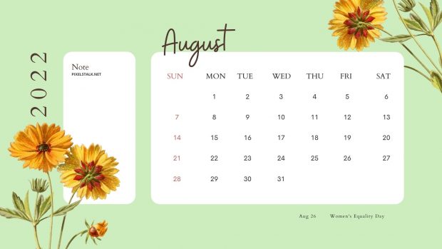 Floral August 2022 Calendar Wallpaper