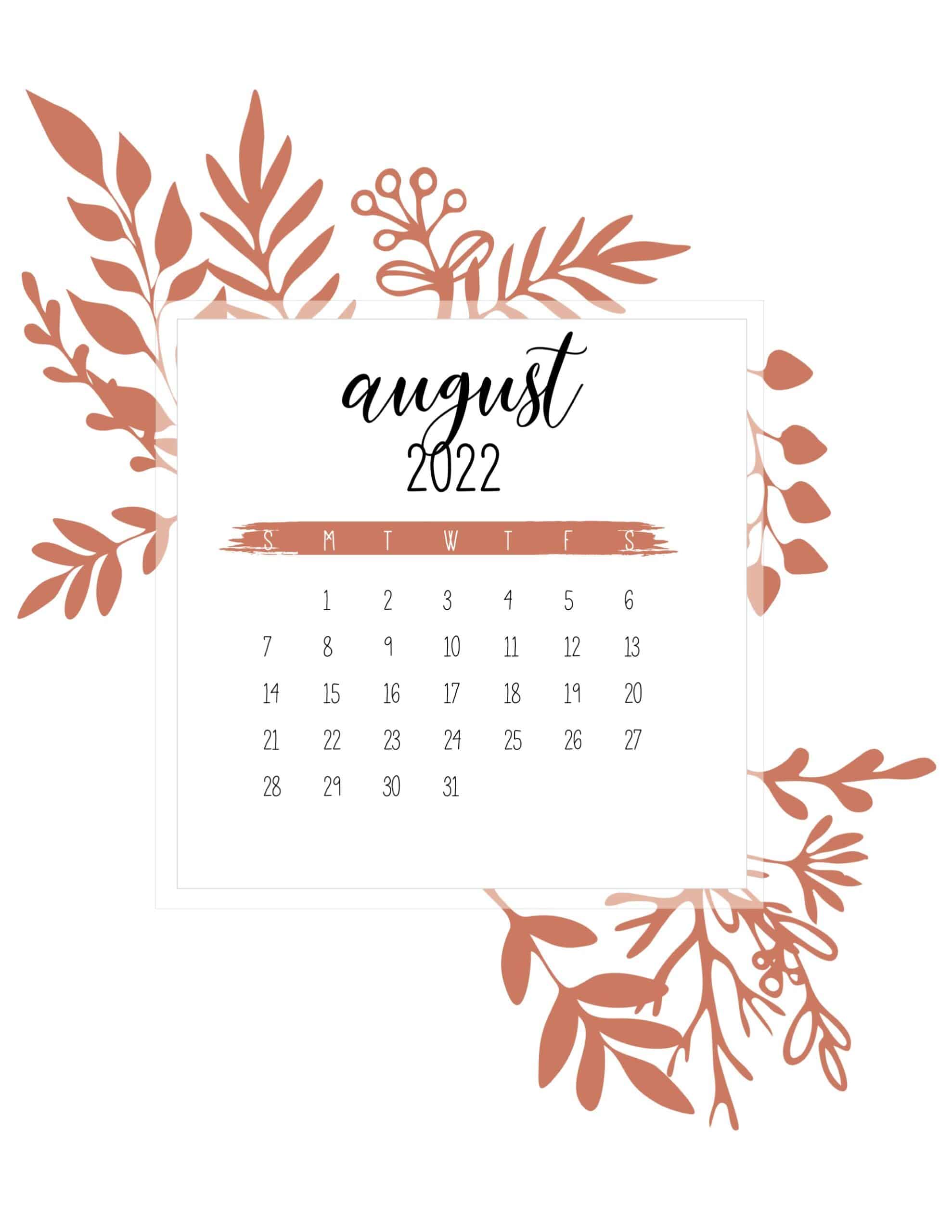 Floral August 2022 Wall Calendar