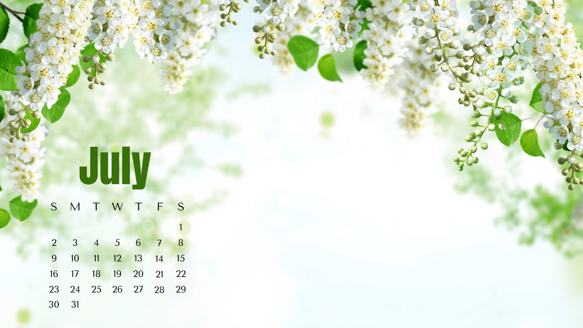 Floral July 2023 Calendar Wallpaper