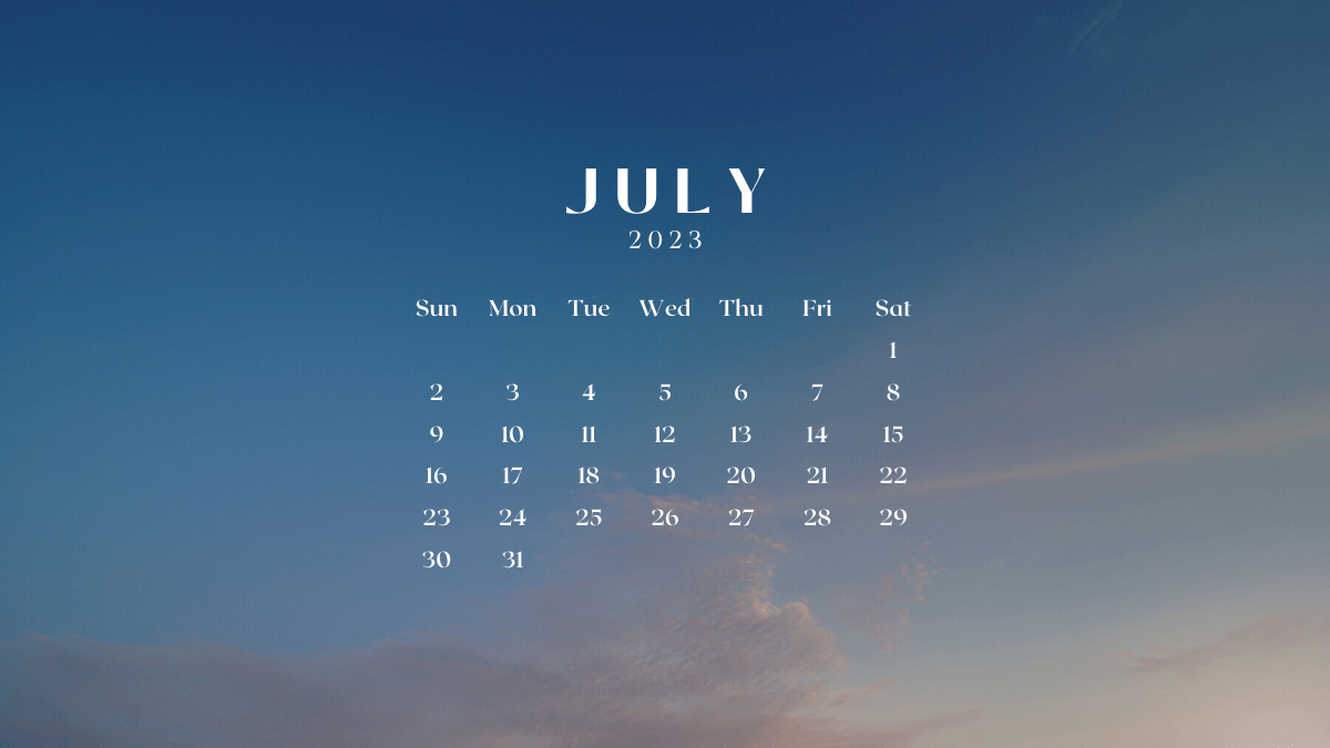 July 2023 Calendar Wallpaper
