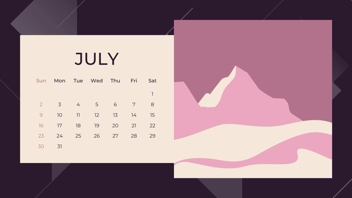 July Desktop Calendar Wallpaper 2023