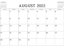 Blank Calendar For August 2022