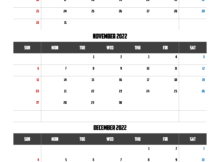Blank October November December Calendar 2022