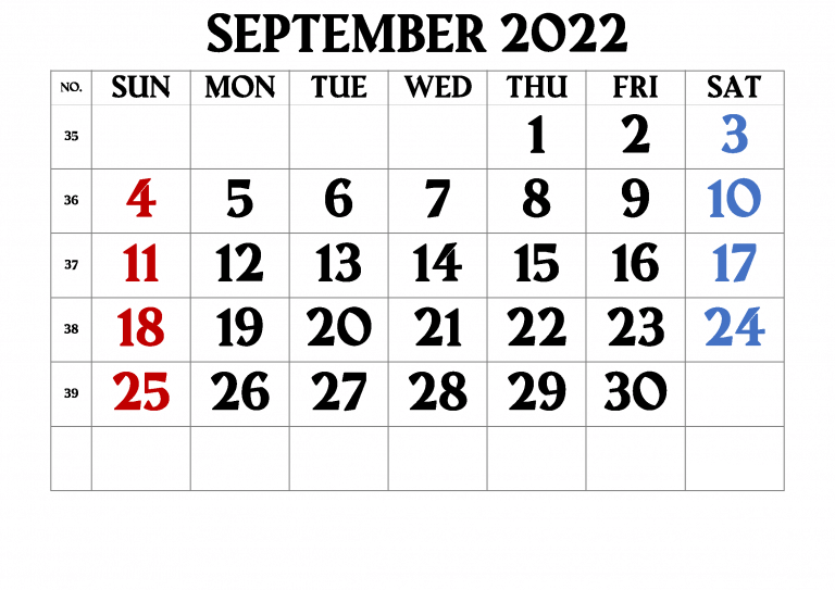 Calendar For September 2022