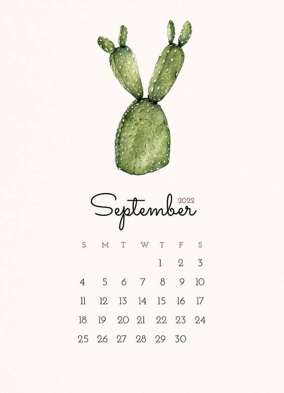 Cute September 2022 iPhone Calendar