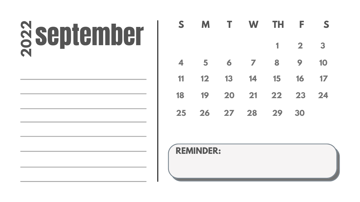 Free Printable holidays calendar spetember