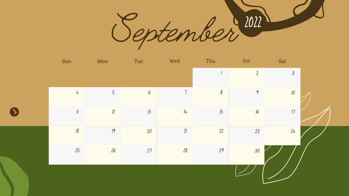 September 2022 Holidays Calendar Prinable