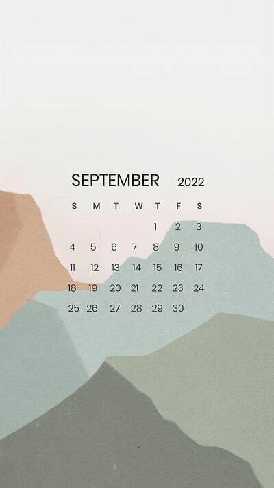 September 2022 iphone Calendar Wallpaper