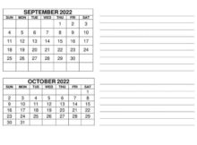 September October 2022 Calendar with Notes