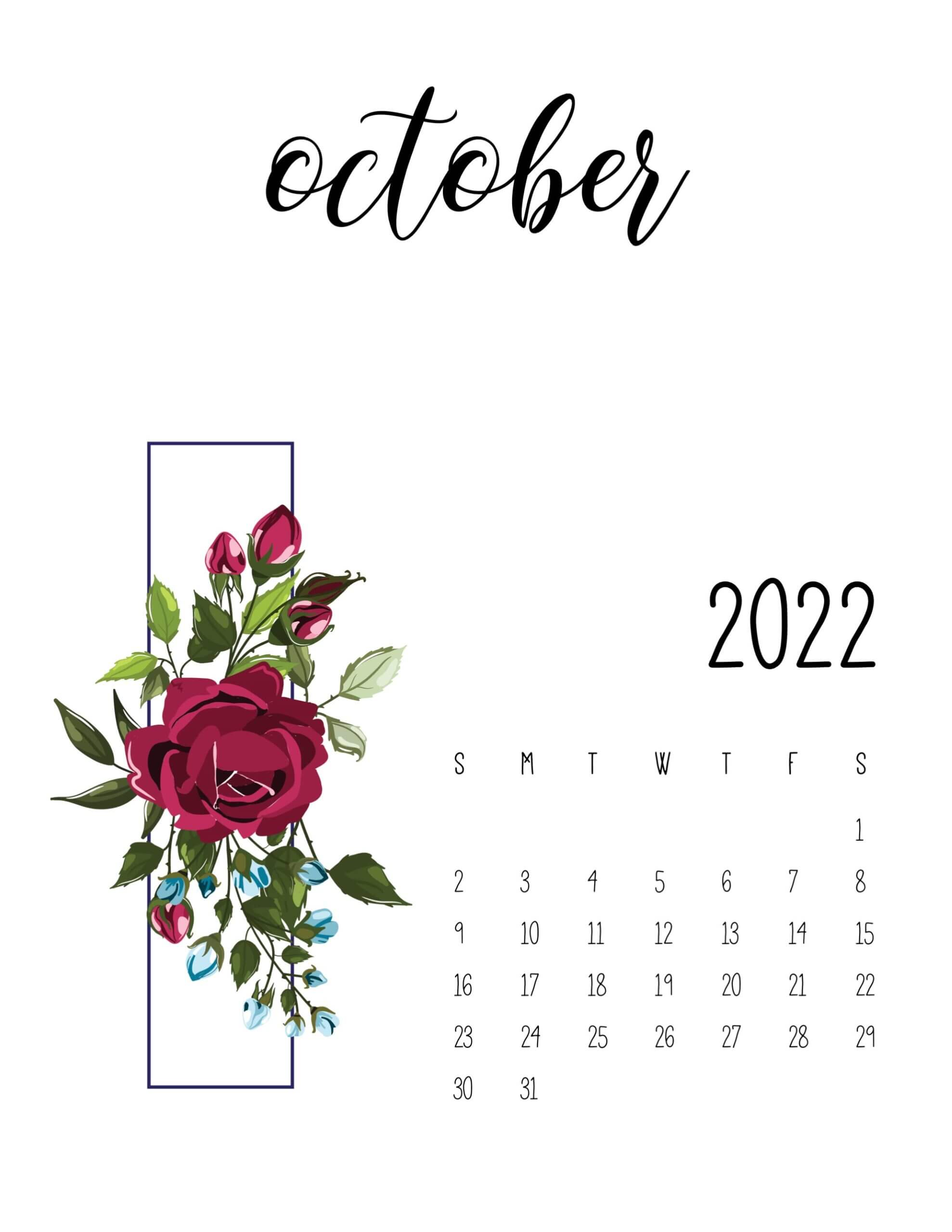 Floral 2022 Calendar October