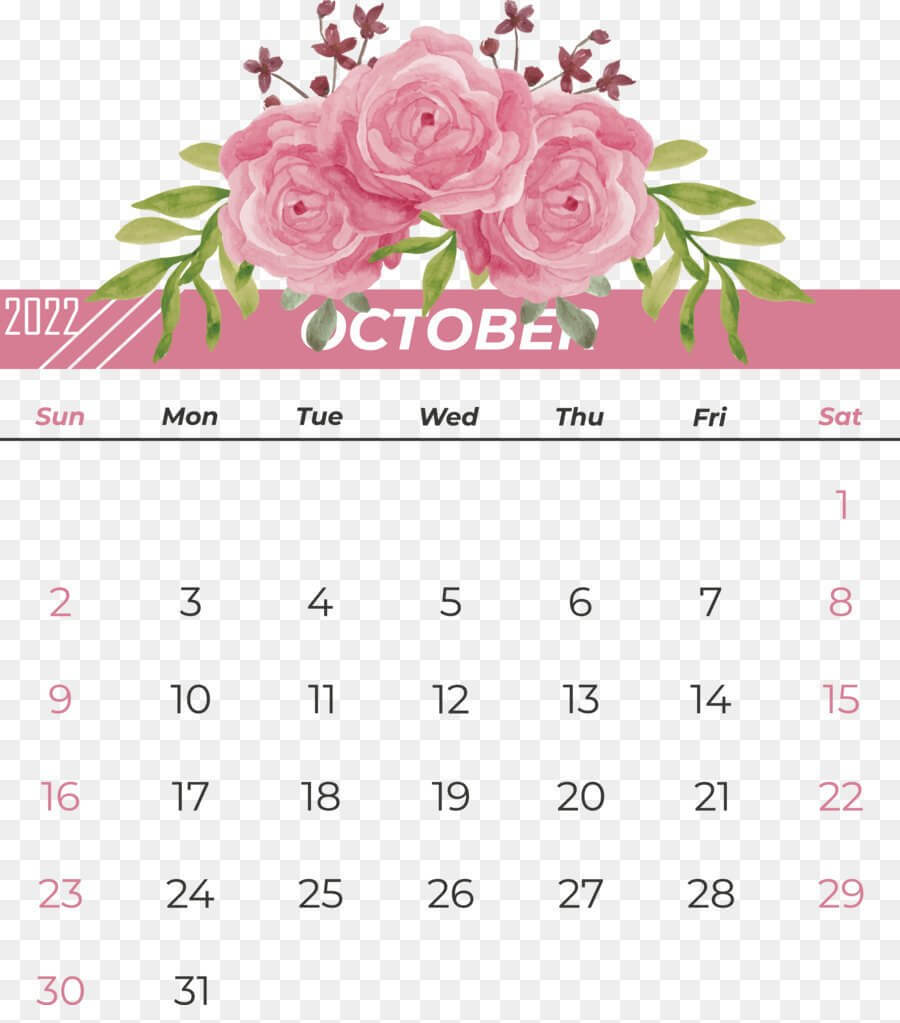Floral October 2022 Calendar Pink