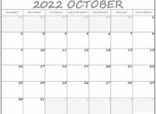 October 2022 Blank Calendar Template
