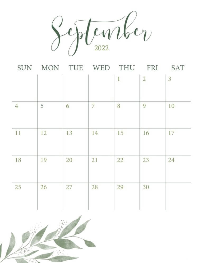September 2022 Calendar Blank