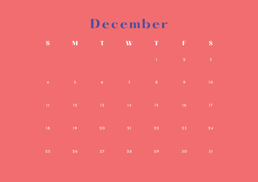 December 2022 Calendar Colorful Design