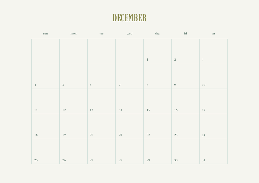 December 2022 Calendar Printable