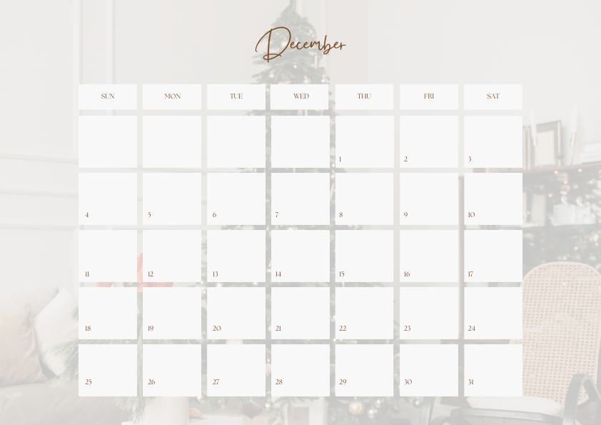December Calendar Blank 2022