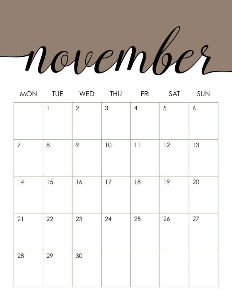 November 2022 Blank Wall Calendar