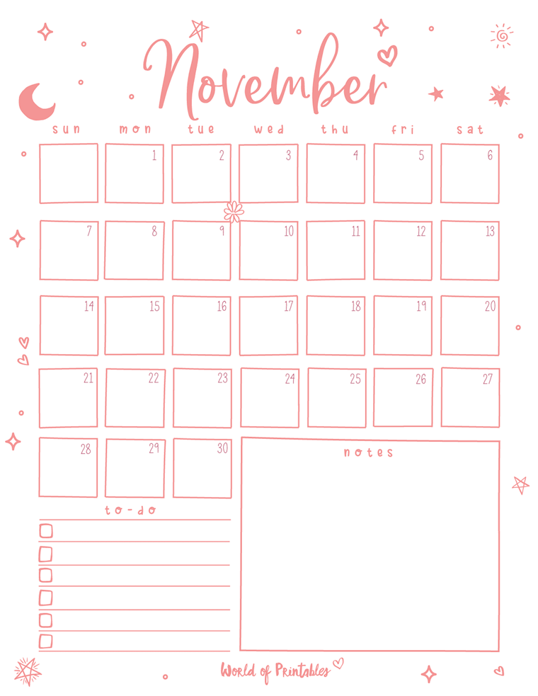 Planner Calendar November 2022 Printable