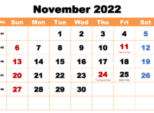 Printable November 2022 Blank Calendar Template
