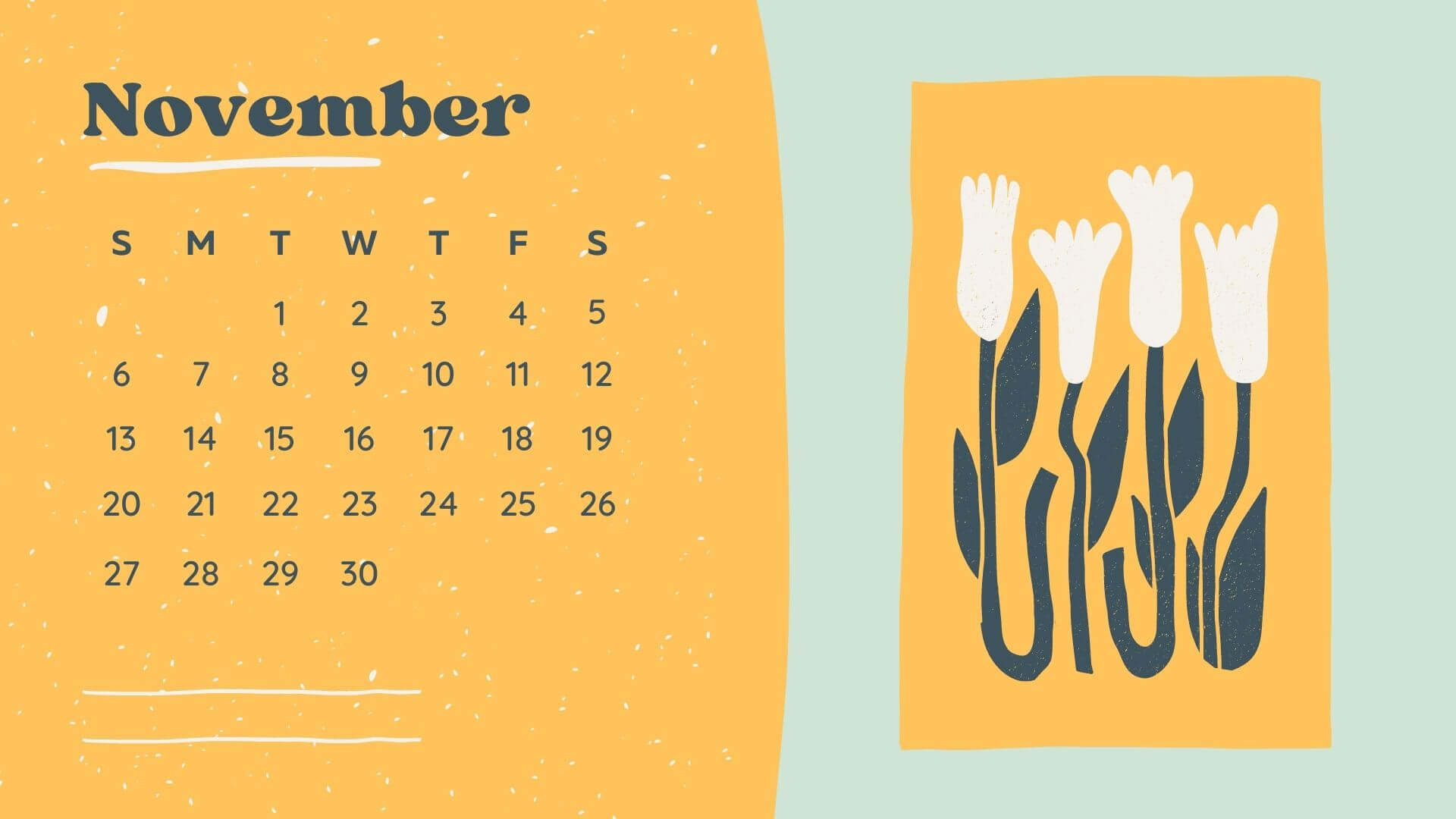 Yellow Wall Calendar November 2022