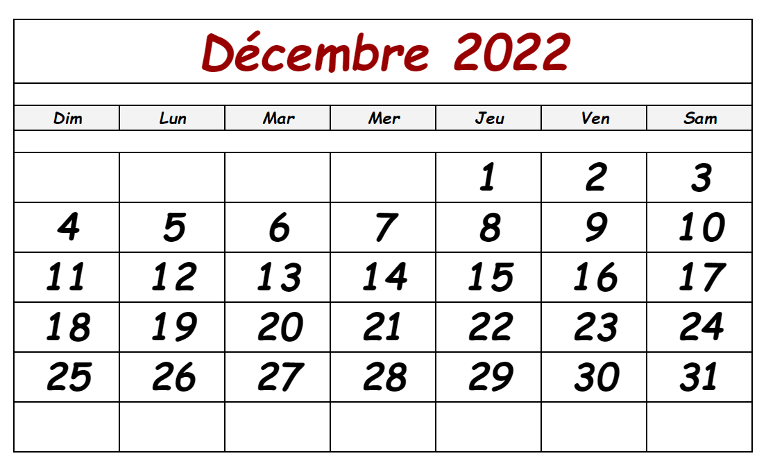 Calendrier Lunaire Décembre 2022