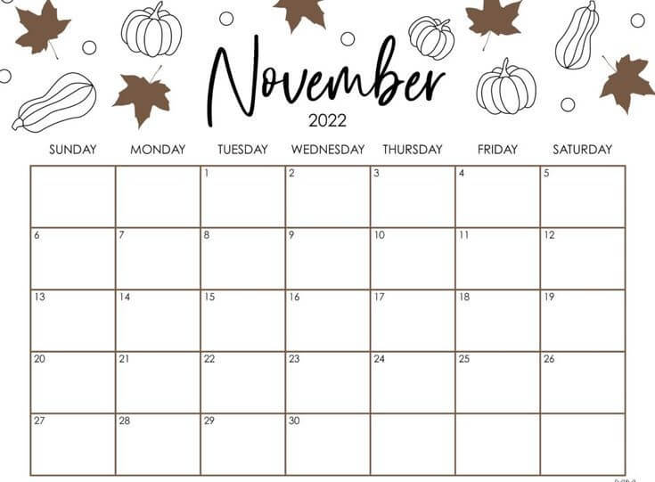 Cute November 2022 Printable Calendar