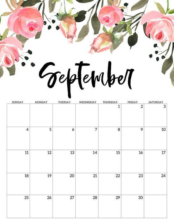 Cute September 2022 Calendar Floral