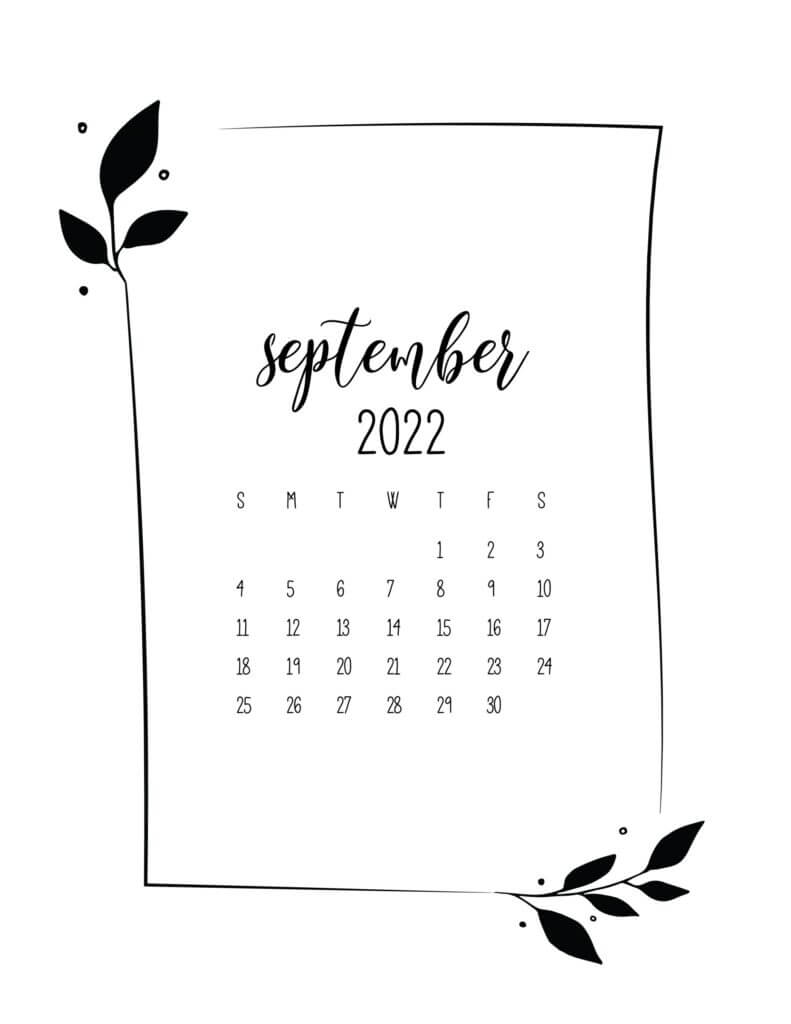 Floral Frame September Calendar 2022