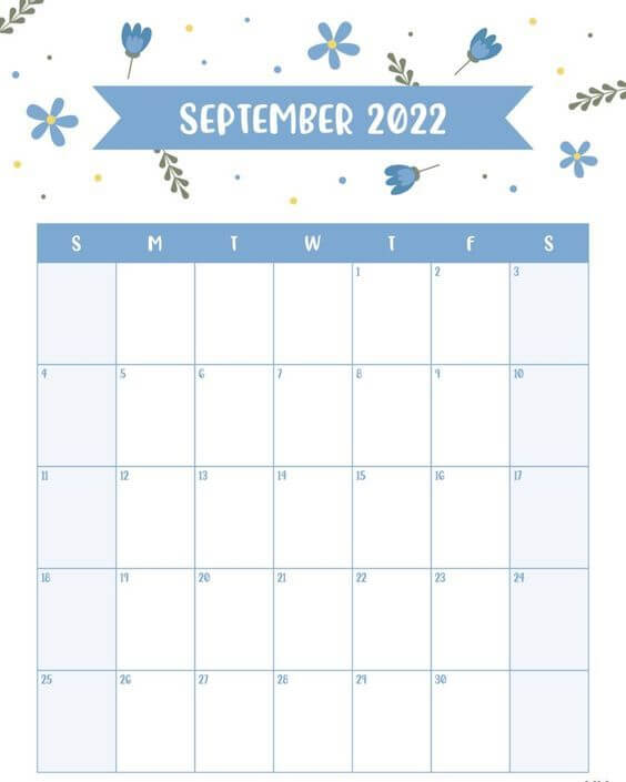 Floral September 2022 Calendar