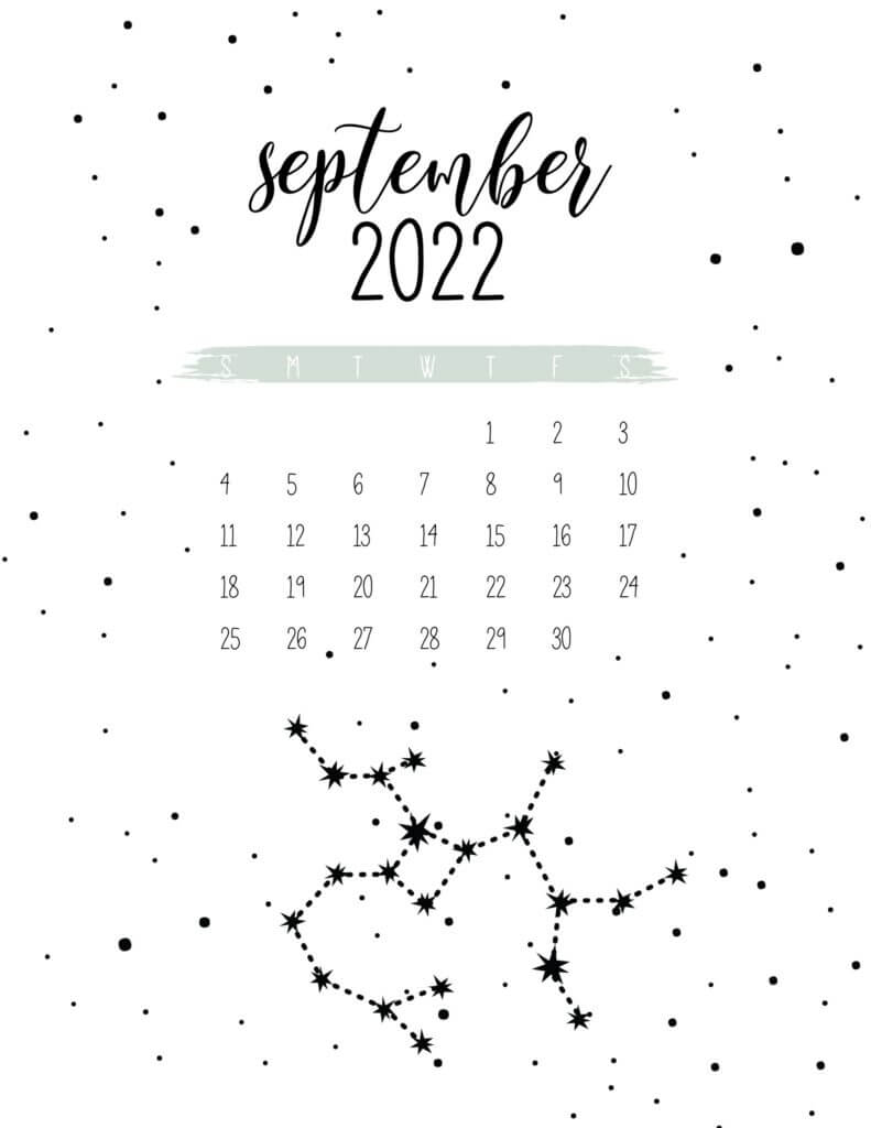 Free Celestial September 2022 Calendar