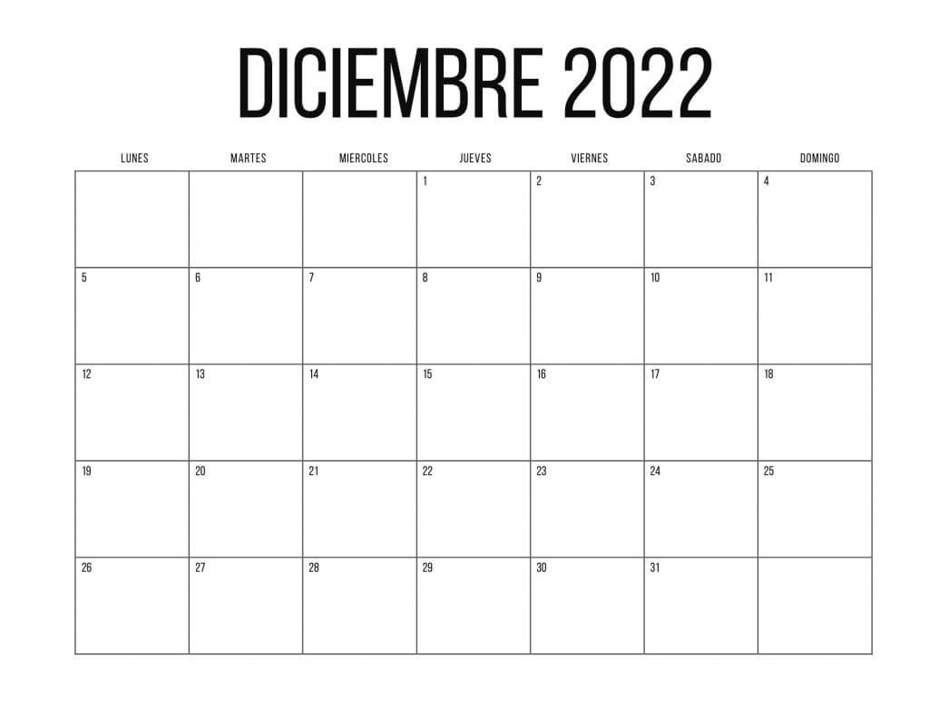 calendario diciembre 2022 colombia con festivos