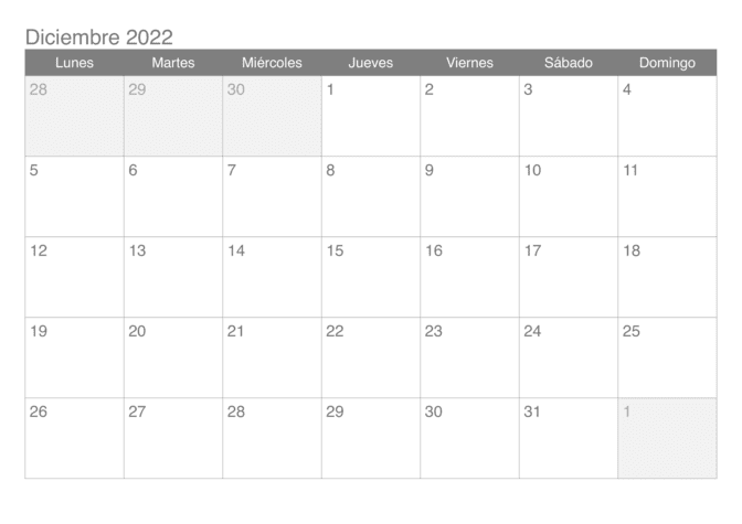 calendario lunar diciembre 2022