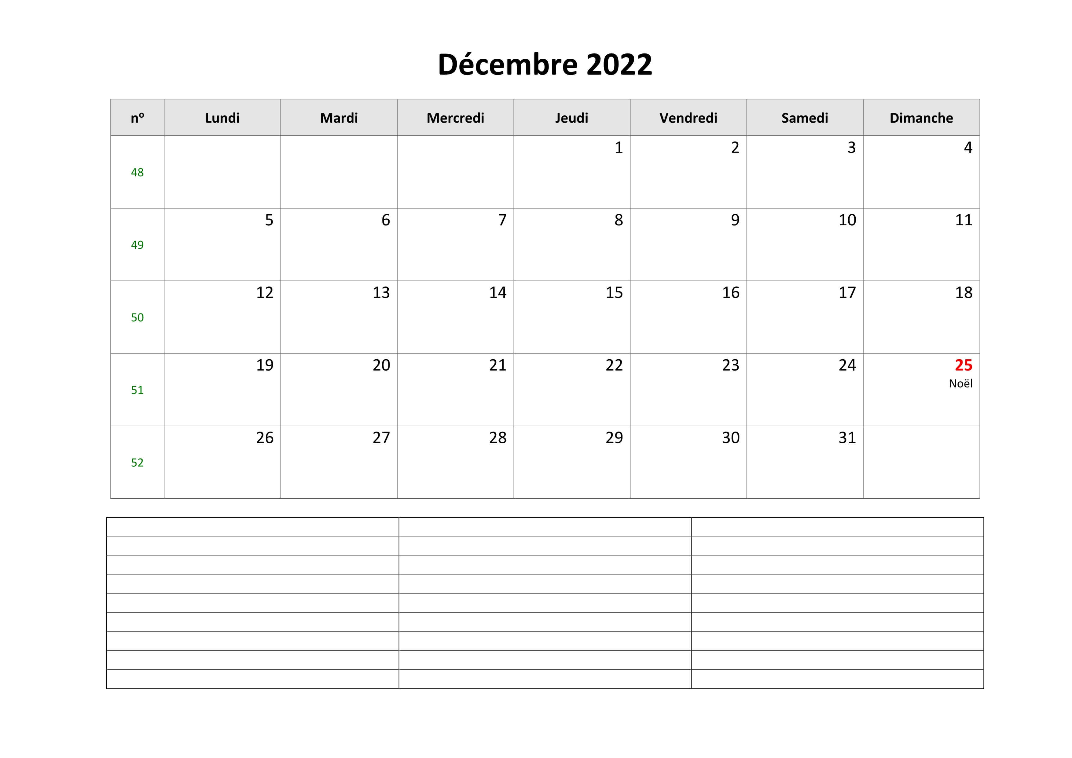 calendrier juillet decembre 2022