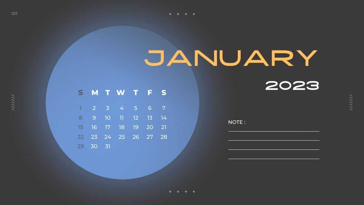 Free Download January 2023 Calendar