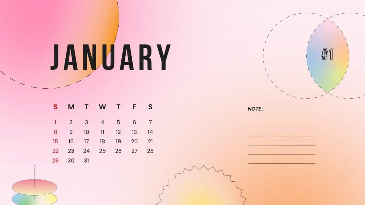 January 2023 Desktop Calendar Wallpaper