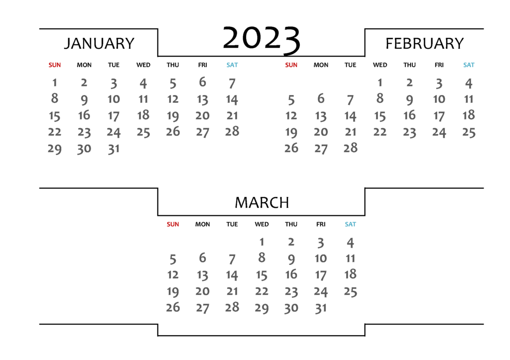 January February 2023 Blank Calendar