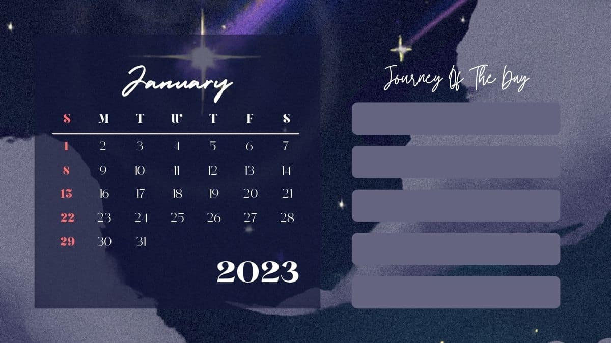 Online January 2023 Calendar Editable