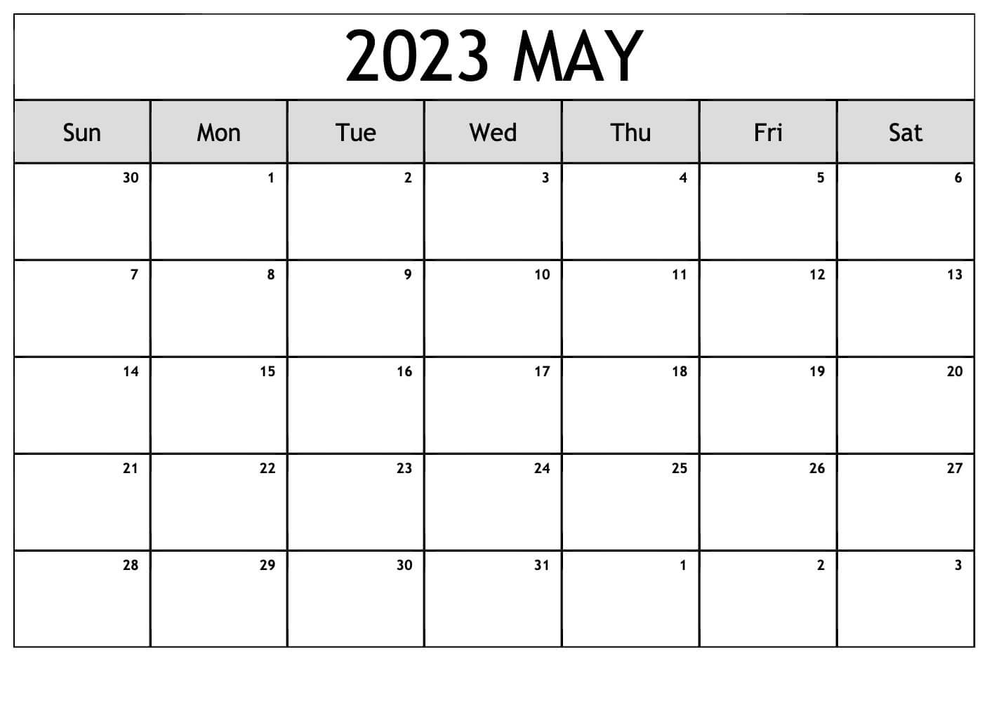 Editable May 2023 Calendar Worksheet