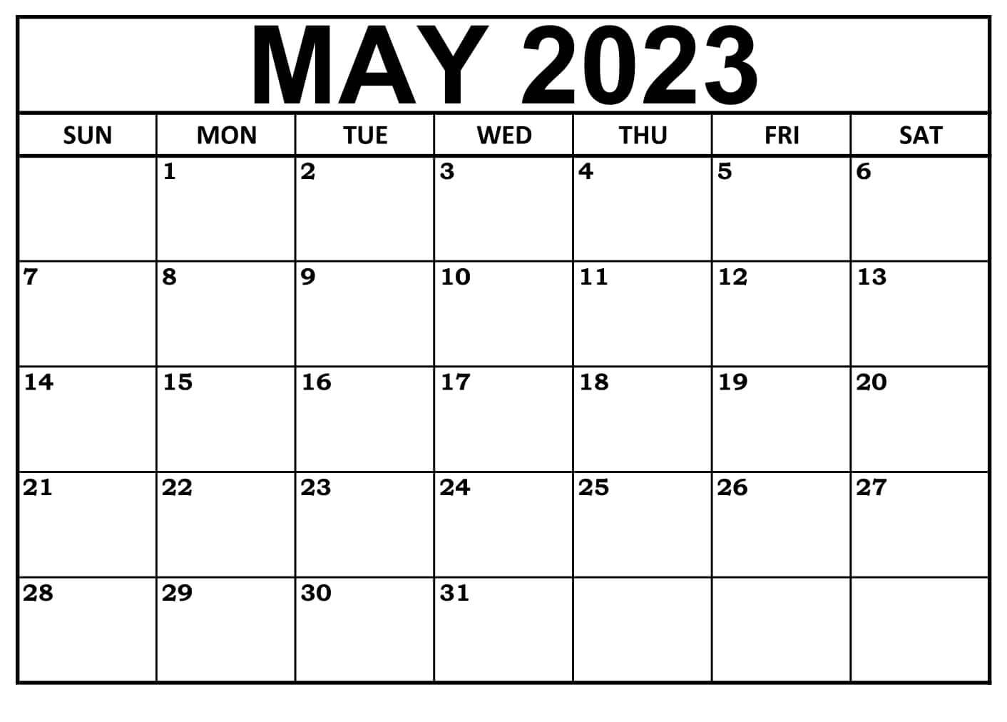 May 2023 Calendar PDF