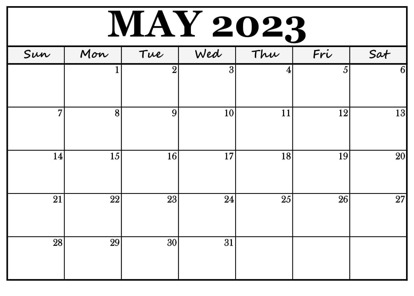 May 2023 Calendar Template
