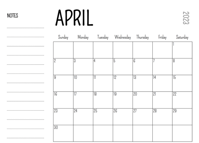 April 2023 Calendar Printable Template in PDF, Word, Excel – Free Download
