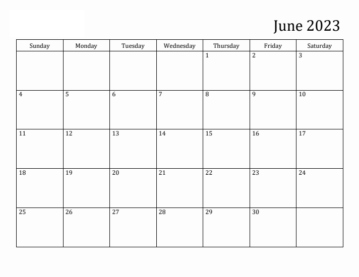Calendar For June 2023