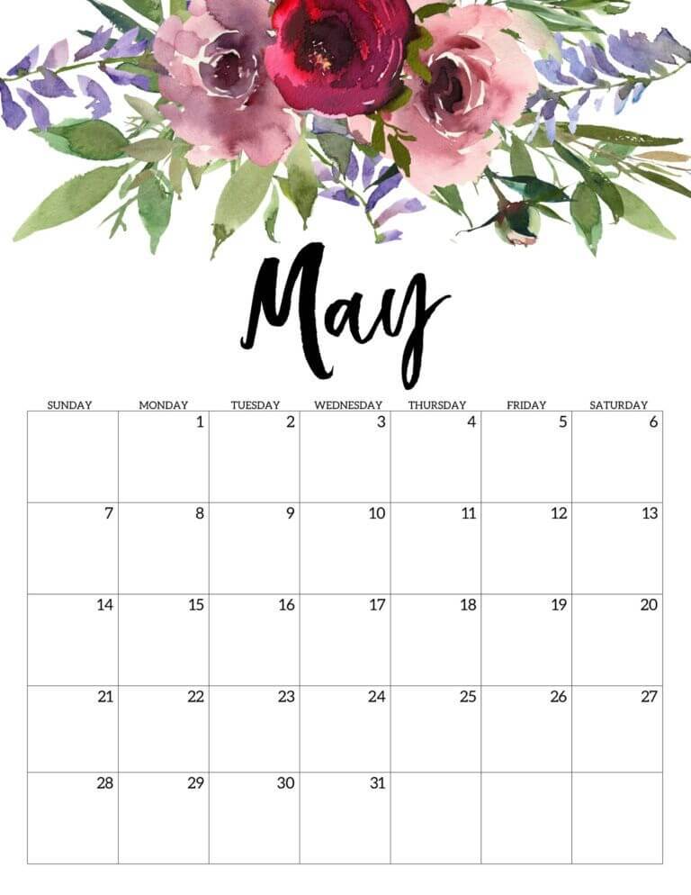 Cute May 2023 Calendar Floral