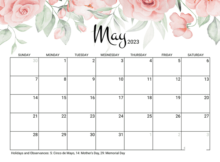 Floral May 2023 Calendar