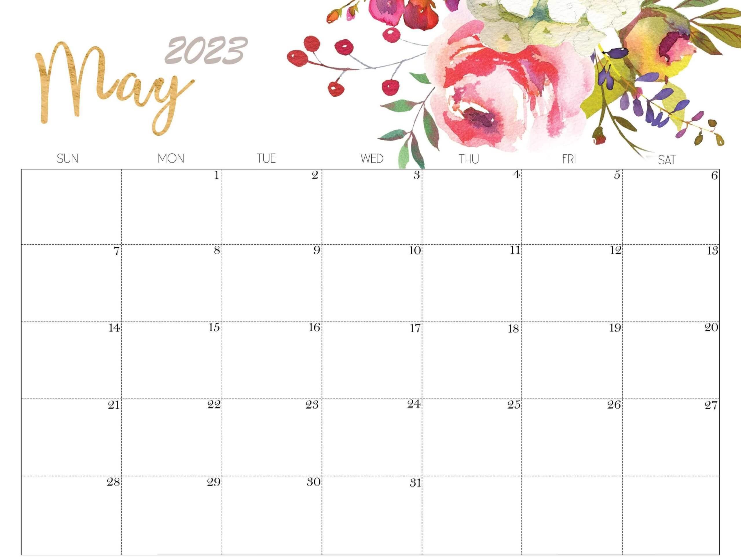 Floral may 2023 calendar pink design