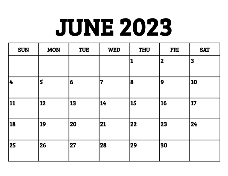 June 2023 Calendar Blank