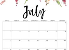 Cute July 2023 Floral Calendar
