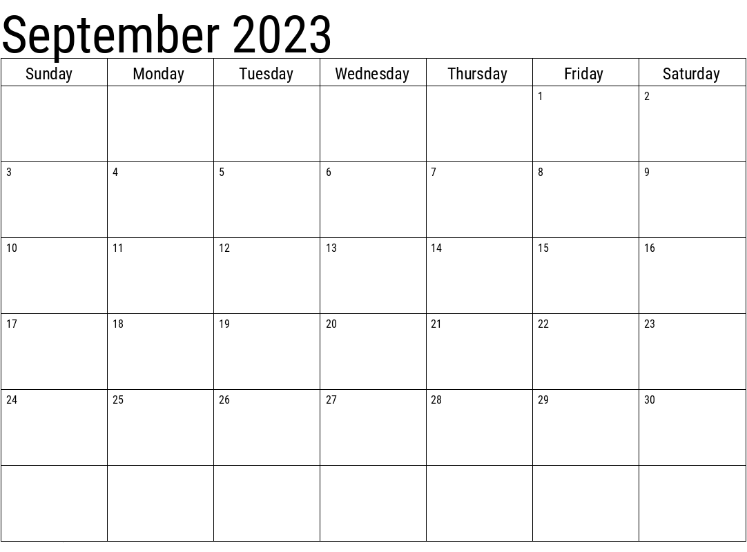 2023 September Blank Calendar